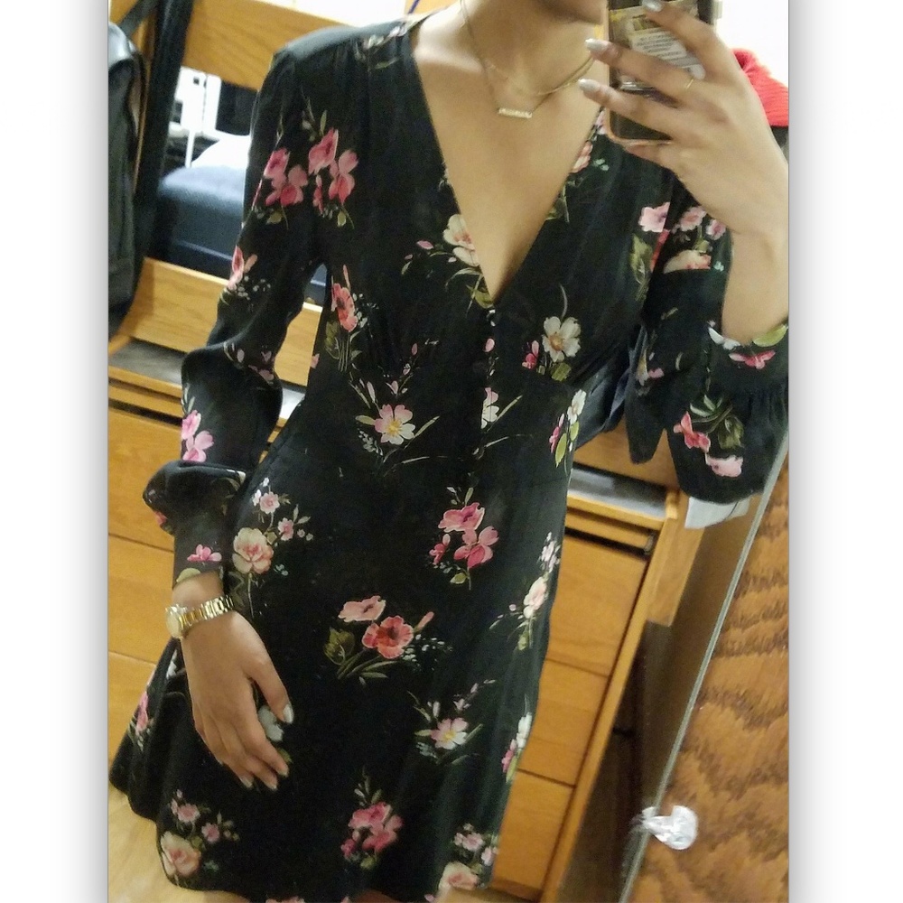Professional/Formal Zara Black Floral Dress